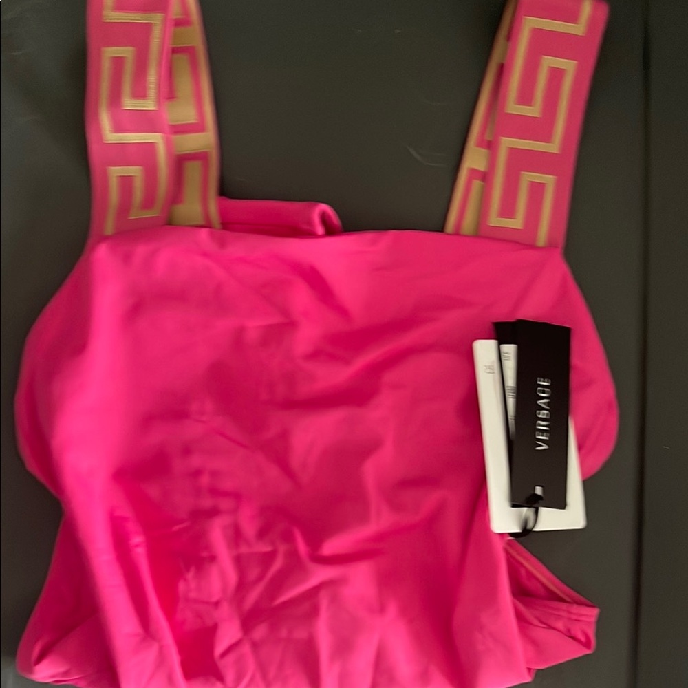 Versace Fuchsia Swimsuit with Gold Accents